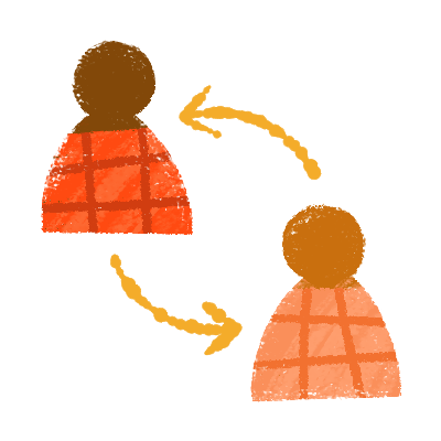 Illustration of two people connected by arrows
