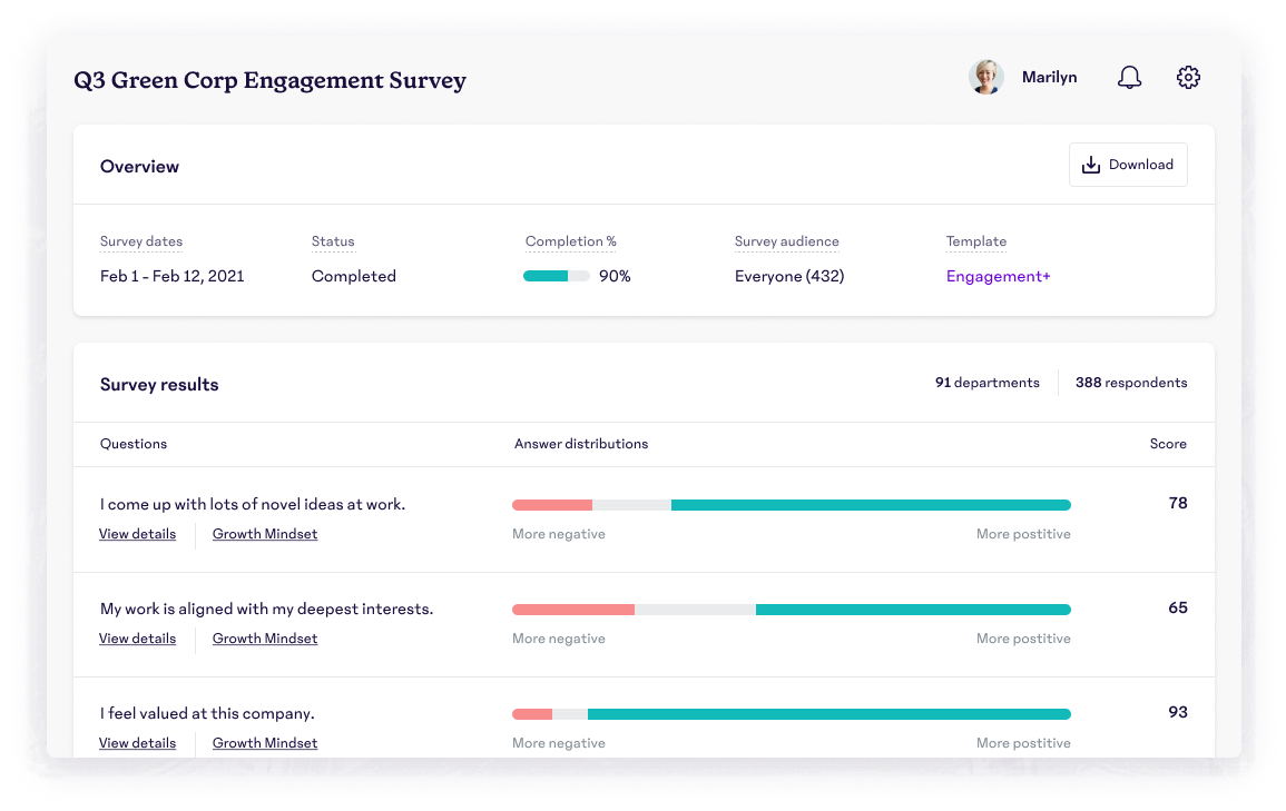 Engagement+ Survey Screen Shot