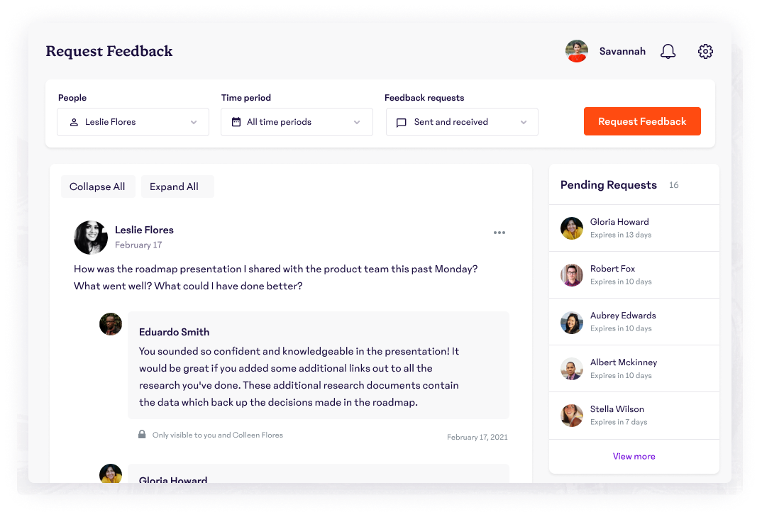 Request Feedback Dashboard